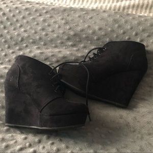 Suede black booties